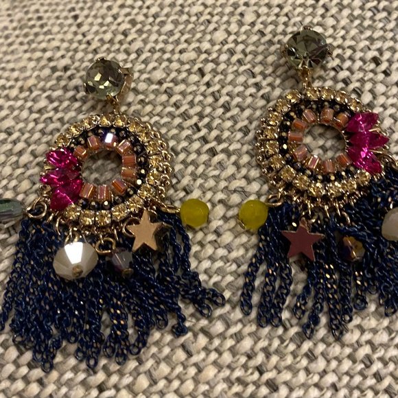 Earrings, Chandelier, Multi Color Crystal - Costume Jewelry - Picture 2 of 6